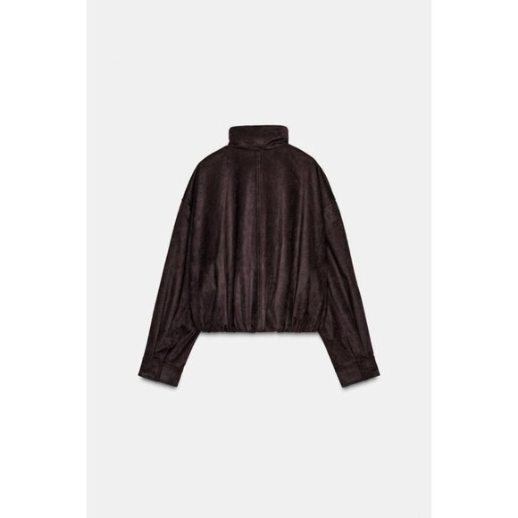 ZARA FAUX SUEDE BOMBER JACKET - Picture 8 of 9